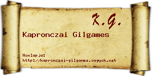 Kapronczai Gilgames névjegykártya